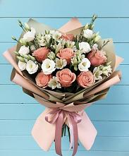 Букет цветов из:  Розы, Альстромерии и Лизиантусы в Верхозиме