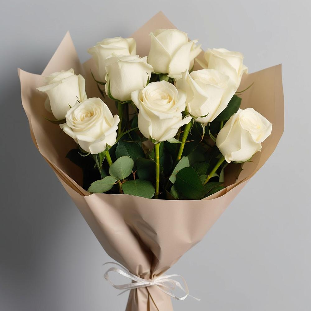 Букет 9 Белых роз Эдлесс Лав в Верхозиме