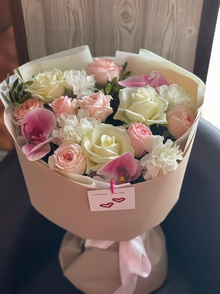 Букет цветов из: Орхидеи, Розы и Гвоздики в Верхозиме