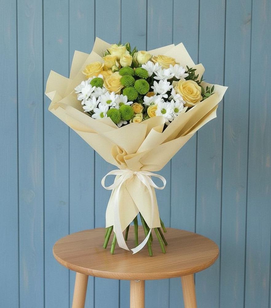 Букет цветов из: Хризантемы и Розы в Верхозиме