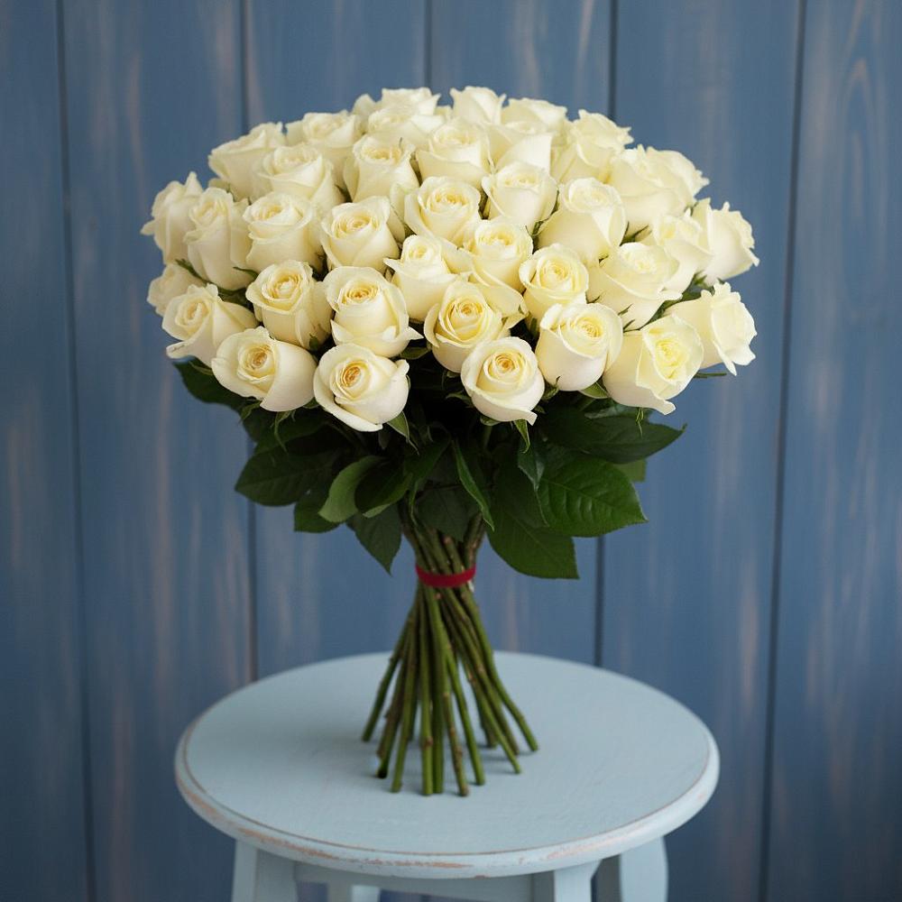 Букет 51 Белая роза Эдлесс Лав в Верхозиме