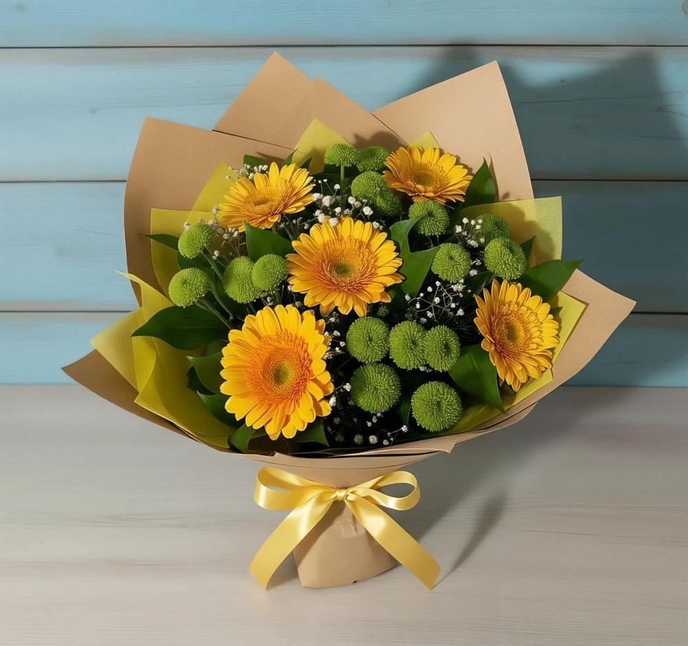Букет цветов из: Герберы и Хризантемы в Верхозиме