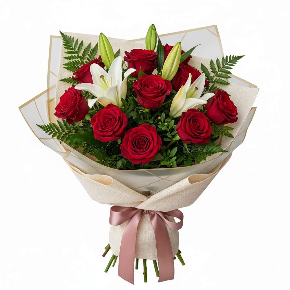 Букет цветов из: Лилии и Розы в Верхозиме