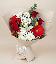 Букет цветов из:  Розы, Хризантемы, Герберы и Лилии в Верхозиме