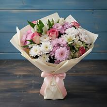 Букет цветов из:  Хризантемы, Альстромерии и Розы #REPLACE_PRED# Верхозиме