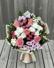 Букет цветов из:  Альстромерии, Гвоздики, Розы и Хризантемы в Верхозиме