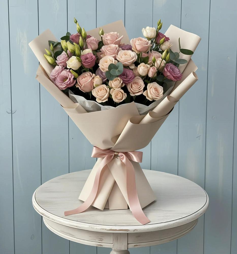 Букет цветов из: Розы и Лизиантусы в Верхозиме