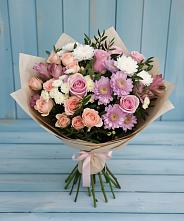 Букет цветов из:  Хризантемы, Розы и Альстромерии в Верхозиме