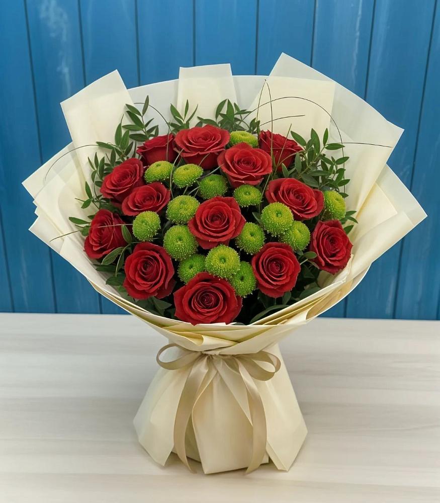 Букет цветов из: Розы и Хризантемы в Верхозиме