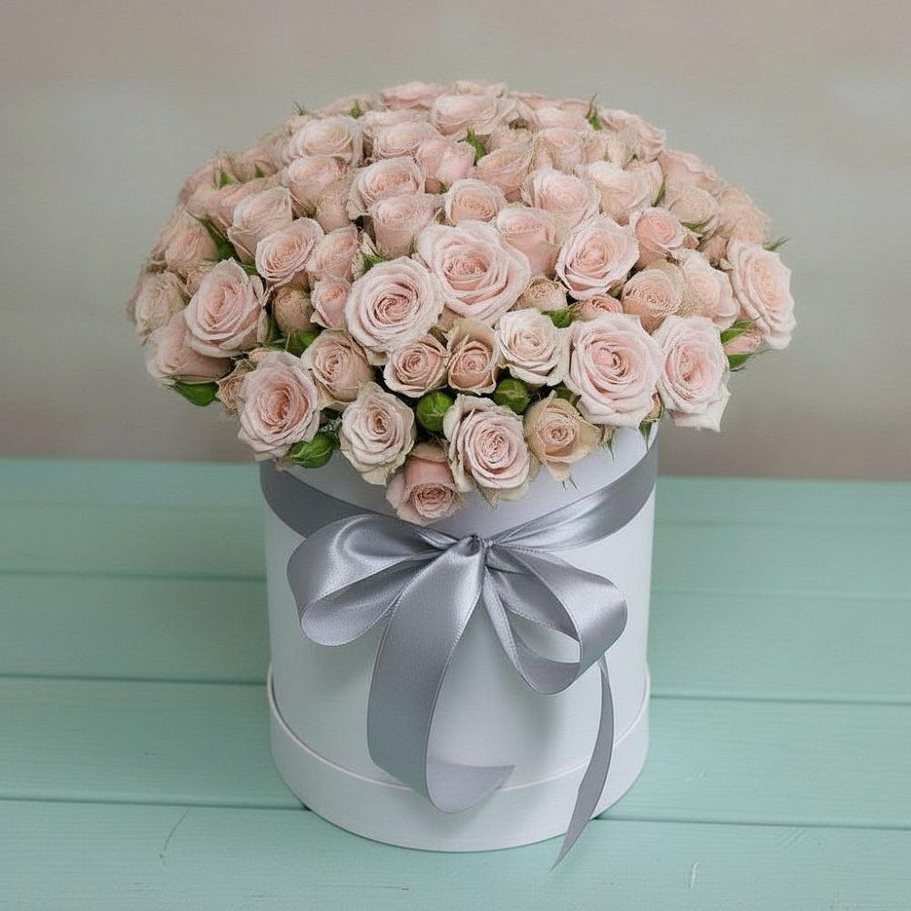 Цветочная композиция из Розы в шляпной коробке в Верхозиме